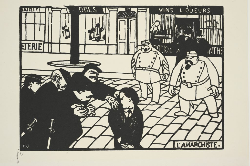 Félix Vallotton, L'Anarchiste, 1892, bois gravé, épreuve papier de 1930, La Piscine-Musée d'Art
et d'Industrie André Diligent, don de la Société des Amis en 2025