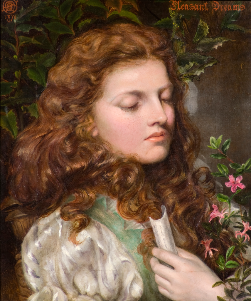 Emma Sandys, Pleasant Dreams, 1876. Huile sur toile. Dundee University Museum